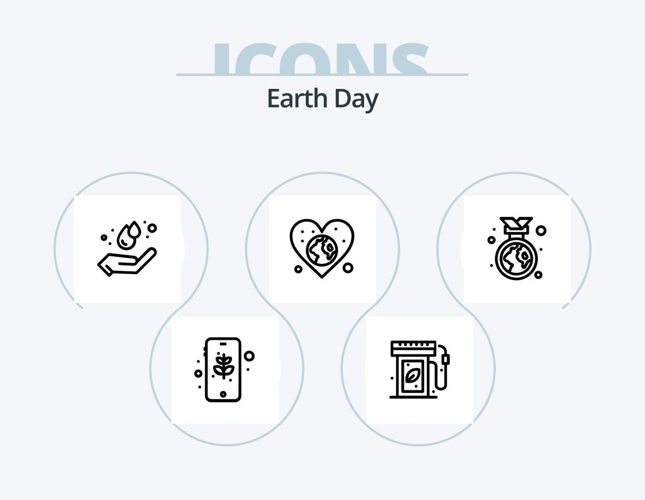 jord dag linje ikon packa 5 ikon design. klot. kalender. bricka. blad. jord vektor