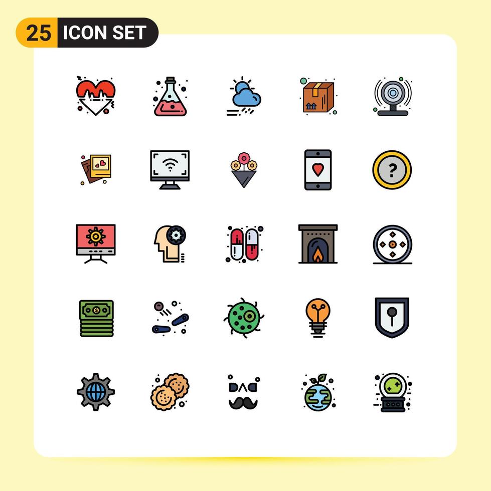 universell ikon symboler grupp av 25 modern fylld linje platt färger av låda paket labb packa säsong redigerbar vektor design element