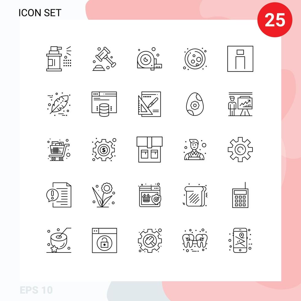 piktogram uppsättning av 25 enkel rader av mänsklig vetenskap mått molekyl verktyg redigerbar vektor design element