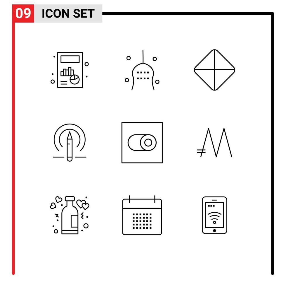 9 universell konturer uppsättning för webb och mobil tillämpningar växla verktyg Kalkon utbildning lärande redigerbar vektor design element