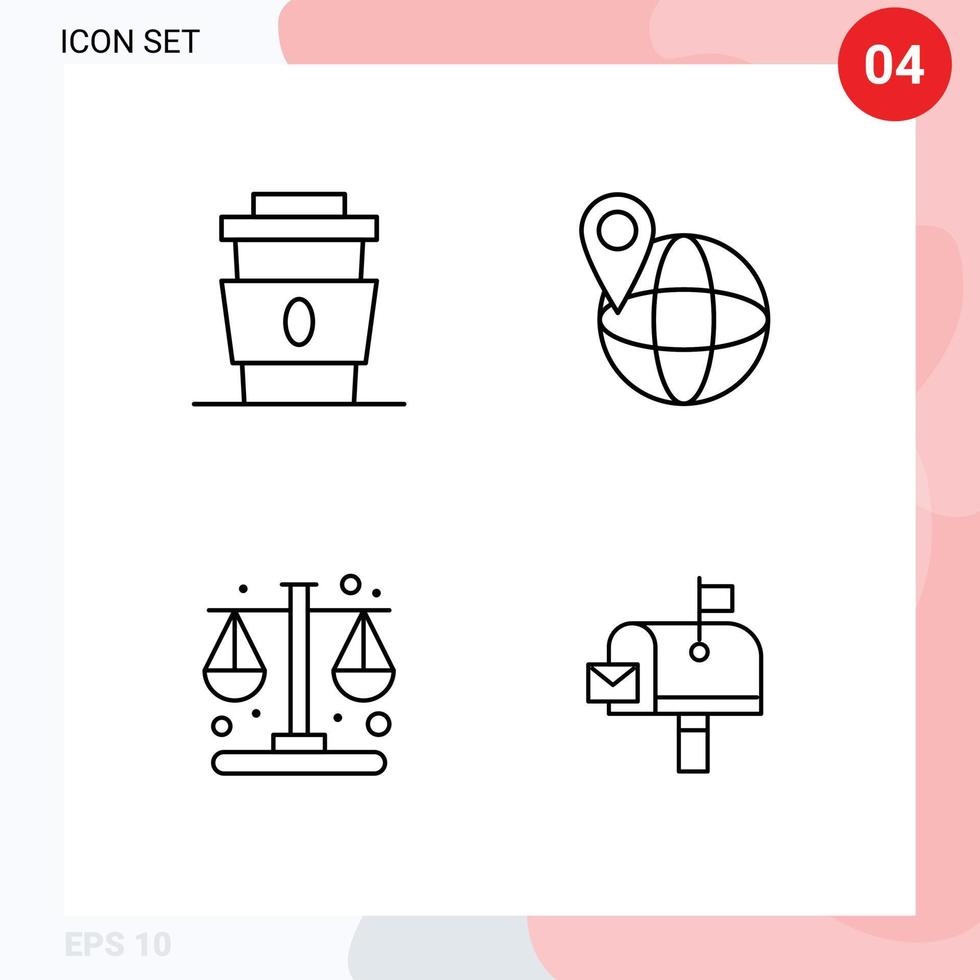 användare gränssnitt packa av 4 grundläggande fylld linje platt färger av kaffe förvaltning snabb resa balans redigerbar vektor design element