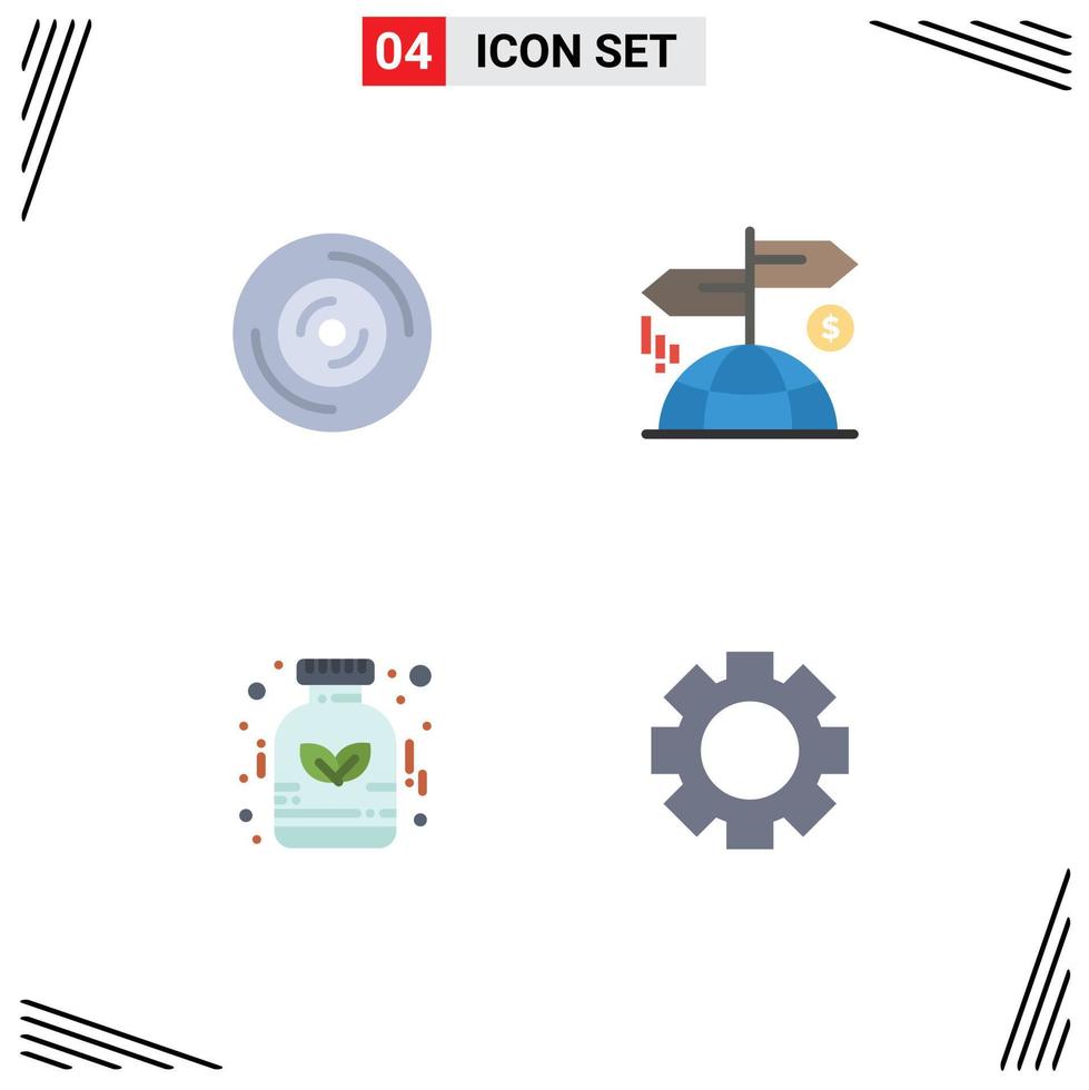 användare gränssnitt packa av 4 grundläggande platt ikoner av skiva ört- CD finansiera medicin redigerbar vektor design element