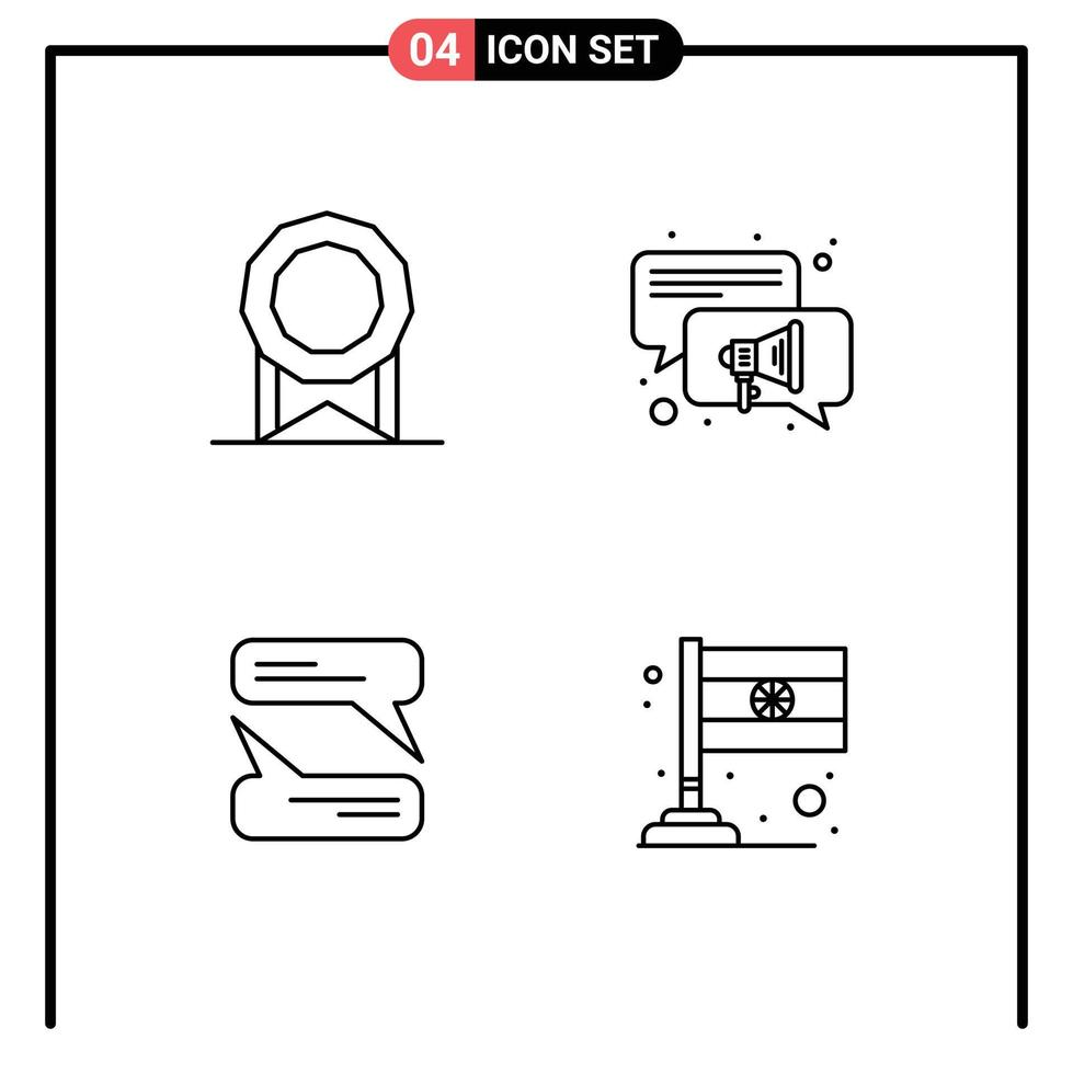 uppsättning av 4 modern ui ikoner symboler tecken för bonus Land konversation chattar Indien redigerbar vektor design element