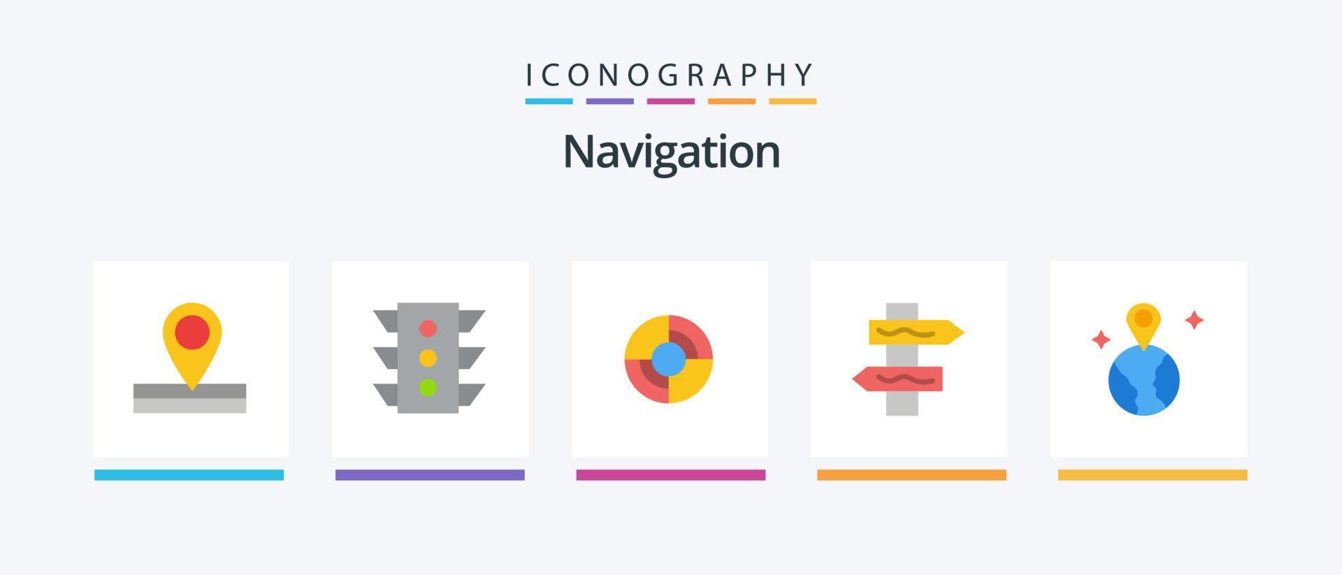 Navigation Flat 5 Icon Pack inklusive Standort. Welt. definieren. Straße. Index. kreatives Symboldesign vektor