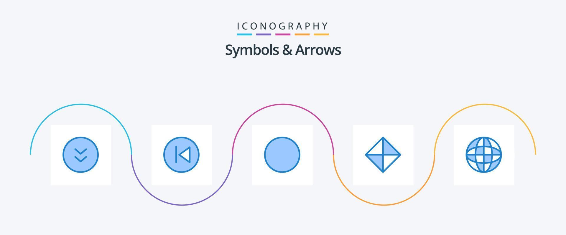 symboler och pilar blå 5 ikon packa Inklusive över hela världen. klot. musik. symboler. tecken vektor