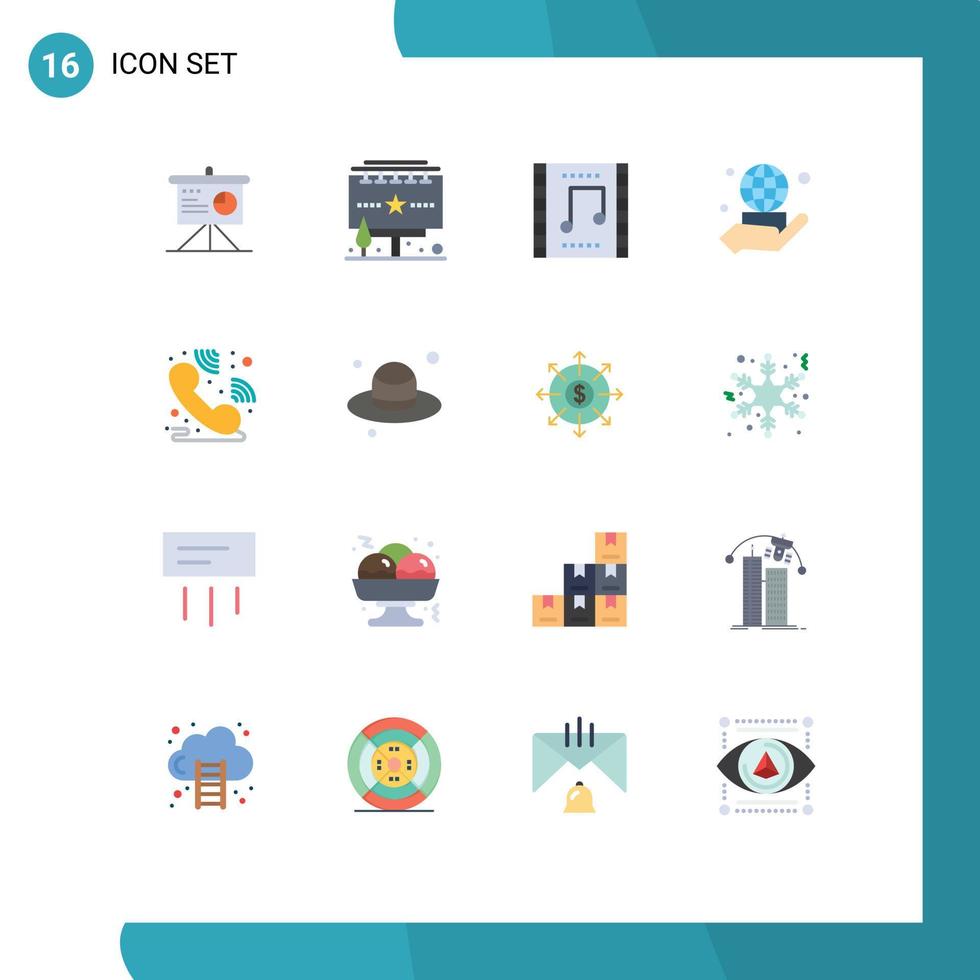 16 thematische Vektor-Flachfarben und editierbare Symbole der Call-Center-Geschäftsfeier Weltmusikszene editierbares Paket kreativer Vektordesign-Elemente vektor