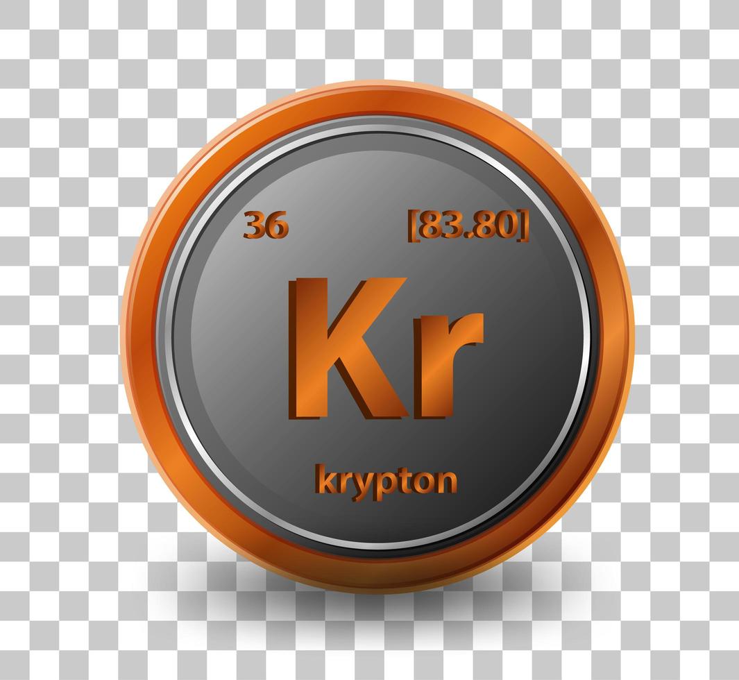 krypton kemiskt element. kemisk symbol med atomnummer och atommassa. vektor