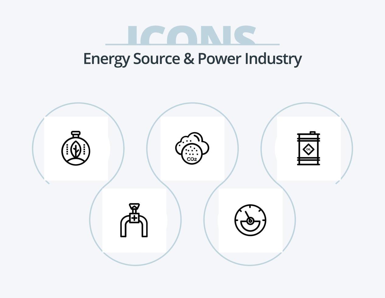 Energiequelle und Energiewirtschaft Linie Icon Pack 5 Icon Design. hell. Konstruktion. Feuer. Ladung. Schiff vektor