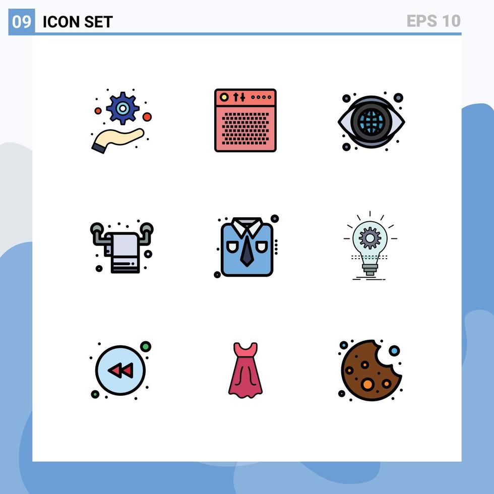 satz von 9 modernen ui symbolen symbole zeichen für mode handtuch globus lebende hauswirtschaft editierbare vektordesignelemente vektor
