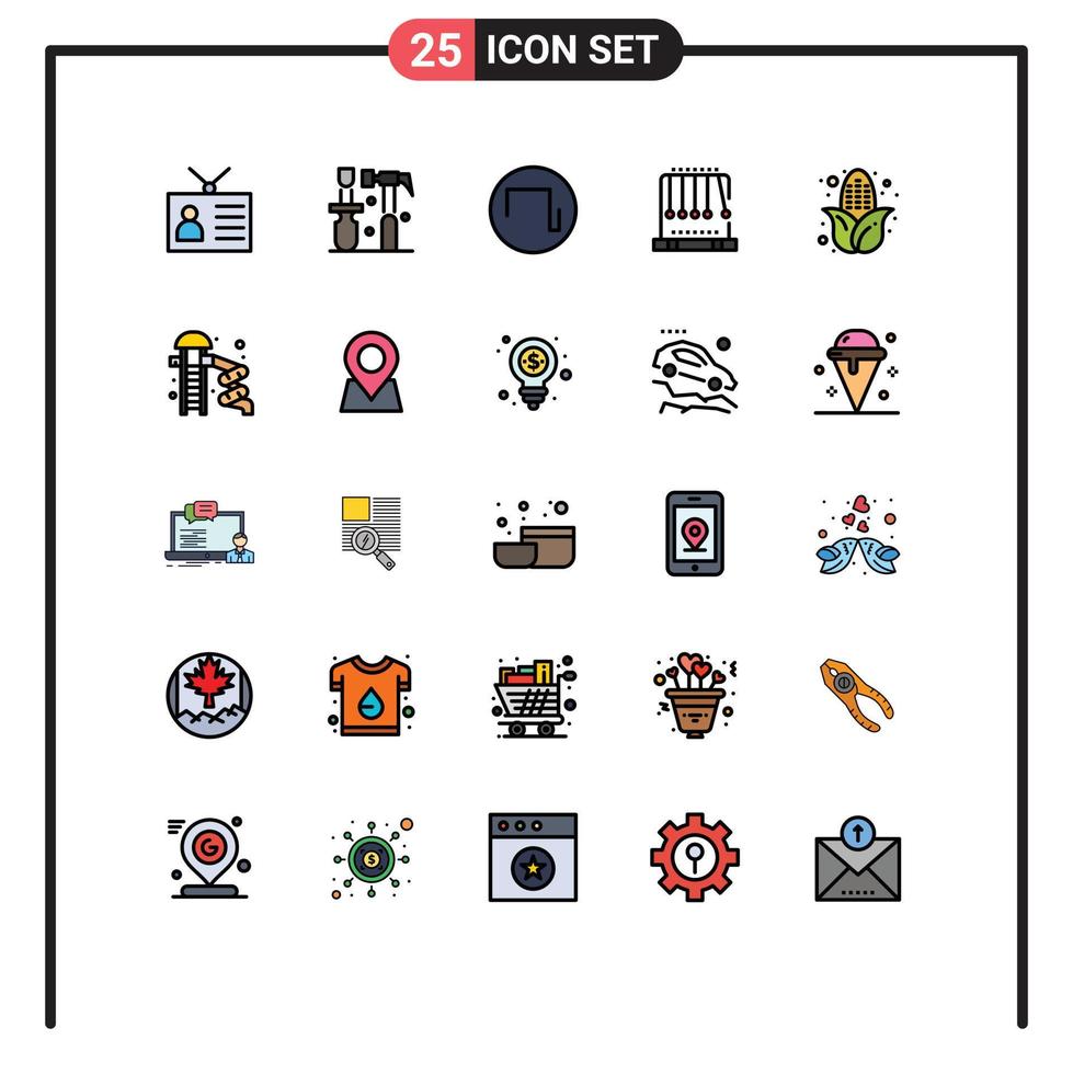 universell ikon symboler grupp av 25 modern fylld linje platt färger av majs gunga verktyg fysik allvar redigerbar vektor design element