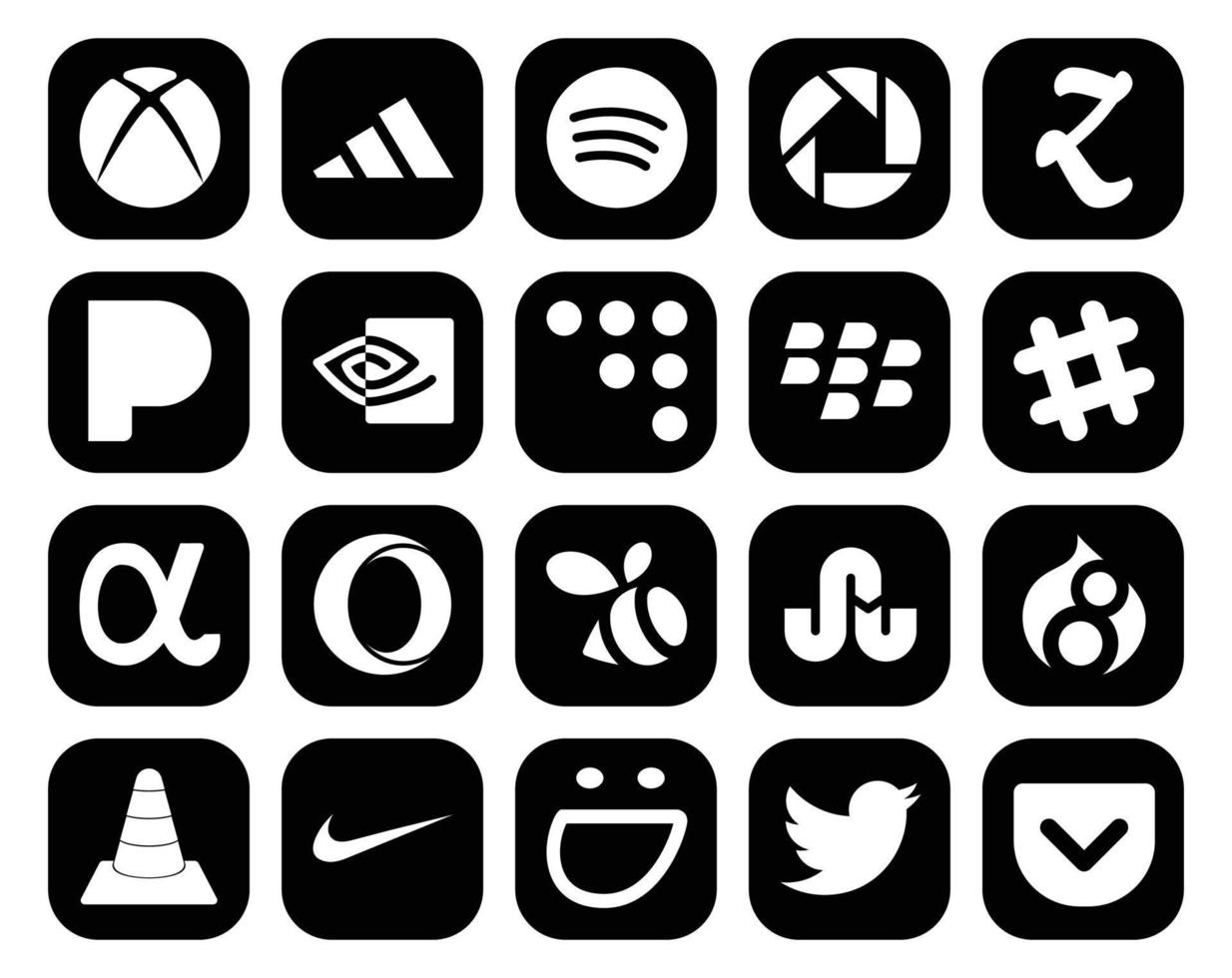 20 Social-Media-Icon-Packs, einschließlich Media Drupal Blackberry Stumbleupon Opera vektor