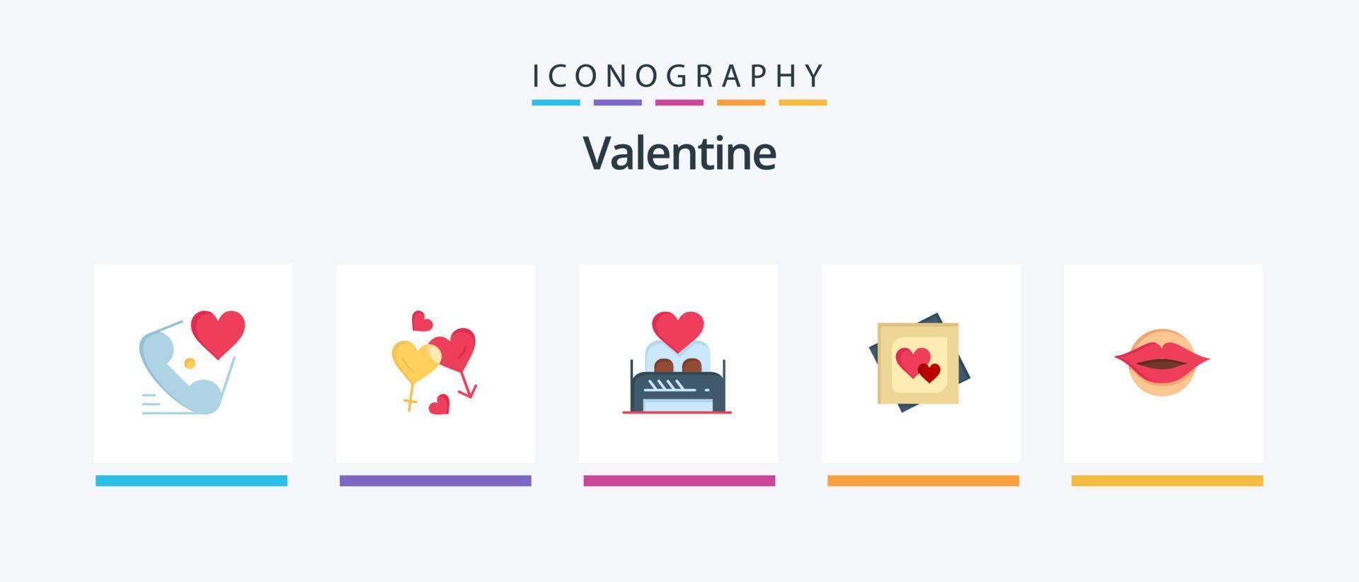 Valentine Flat 5 Icon Pack inklusive Liebe. Valentinsgrüße. Liebe. Valentinstag. Liebe. kreatives Symboldesign vektor