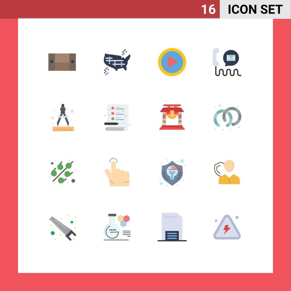 16 flaches Farbkonzept für mobile Websites und Apps Mail E-Mail Amerika Kontakt Benutzer editierbares Paket kreativer Vektordesign-Elemente vektor