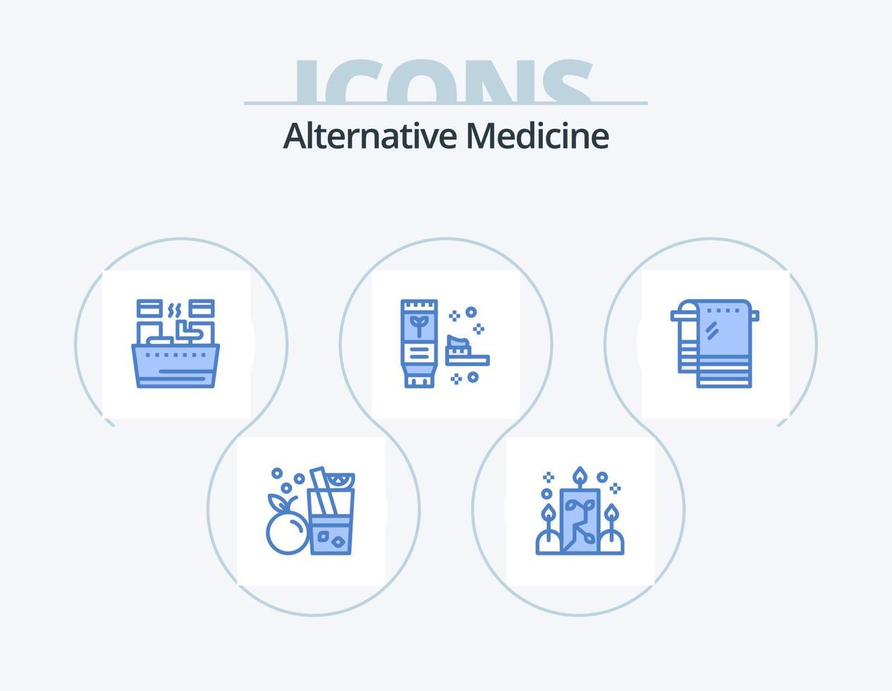 alternativ medicin blå ikon packa 5 ikon design. torr. producera. skönhet. naturlig. ekologi vektor