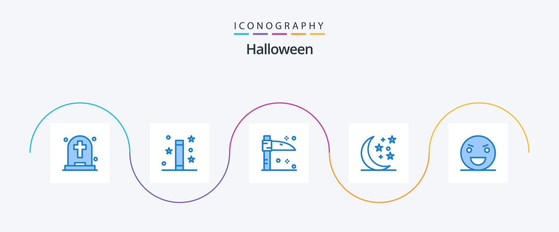 Halloween Blue 5 Icon Pack inklusive Horror. böse. Zauberstab. Nacht. Halloween vektor