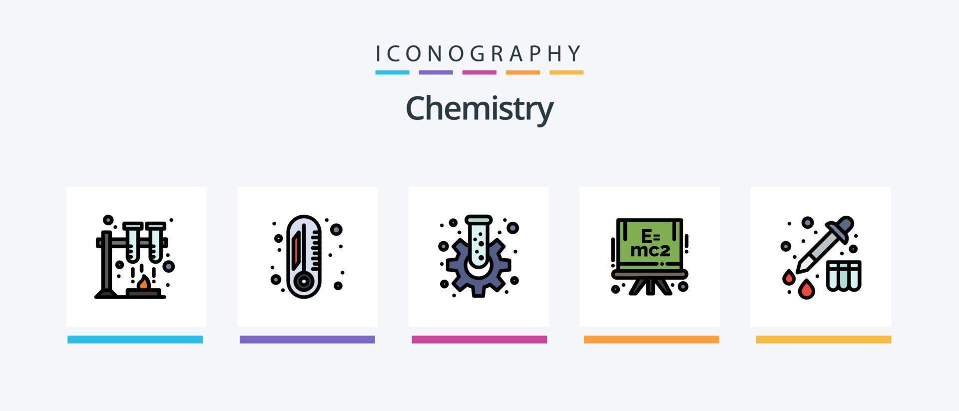 Chemielinie gefüllt 5 Icon Pack inklusive Neujahr. Neu. Neujahr. Chinesisch. Chinesisch. kreatives Symboldesign vektor