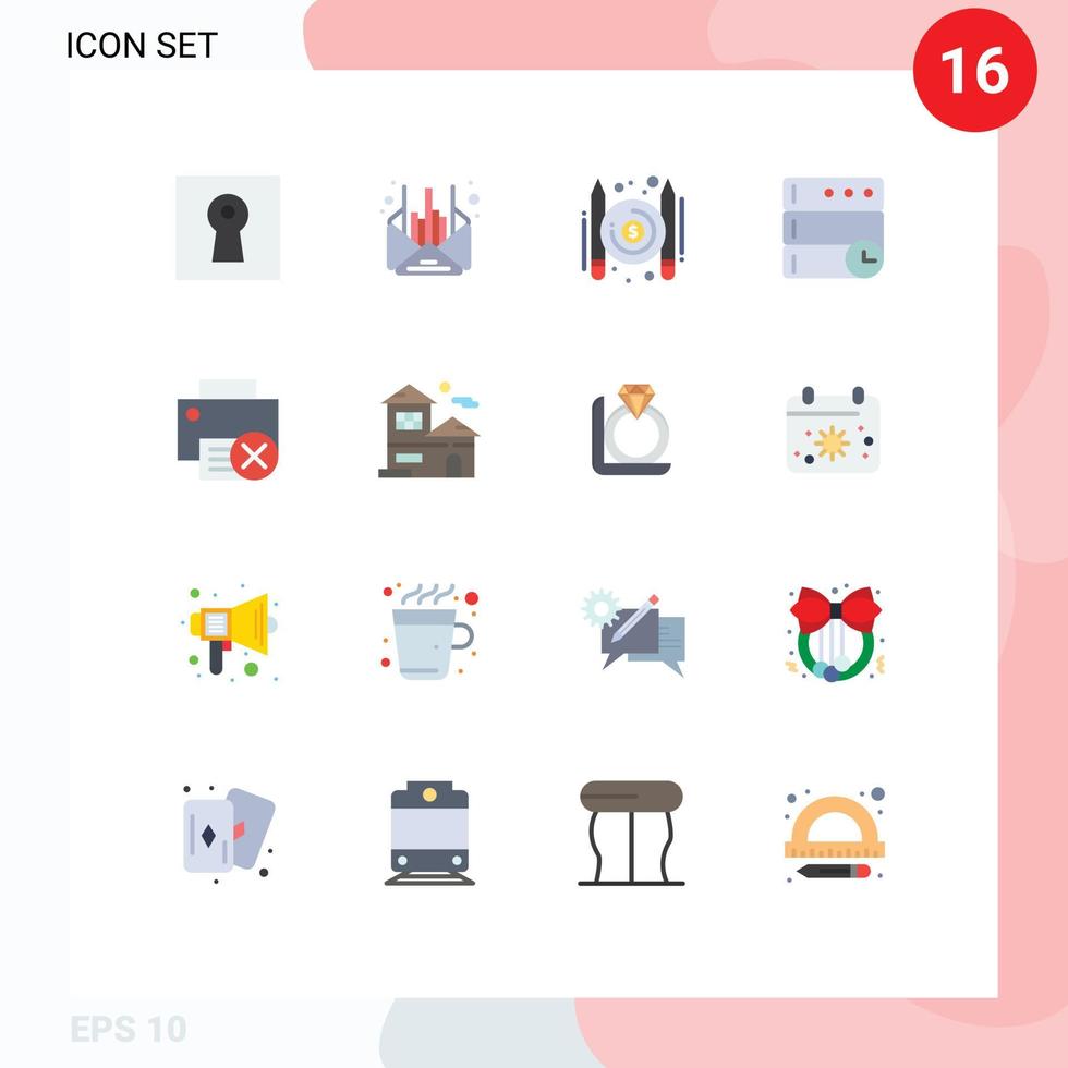 satz von 16 modernen ui-symbolen symbole zeichen für gadget computer artikel zeitdatenbank editierbares paket kreativer vektordesignelemente vektor