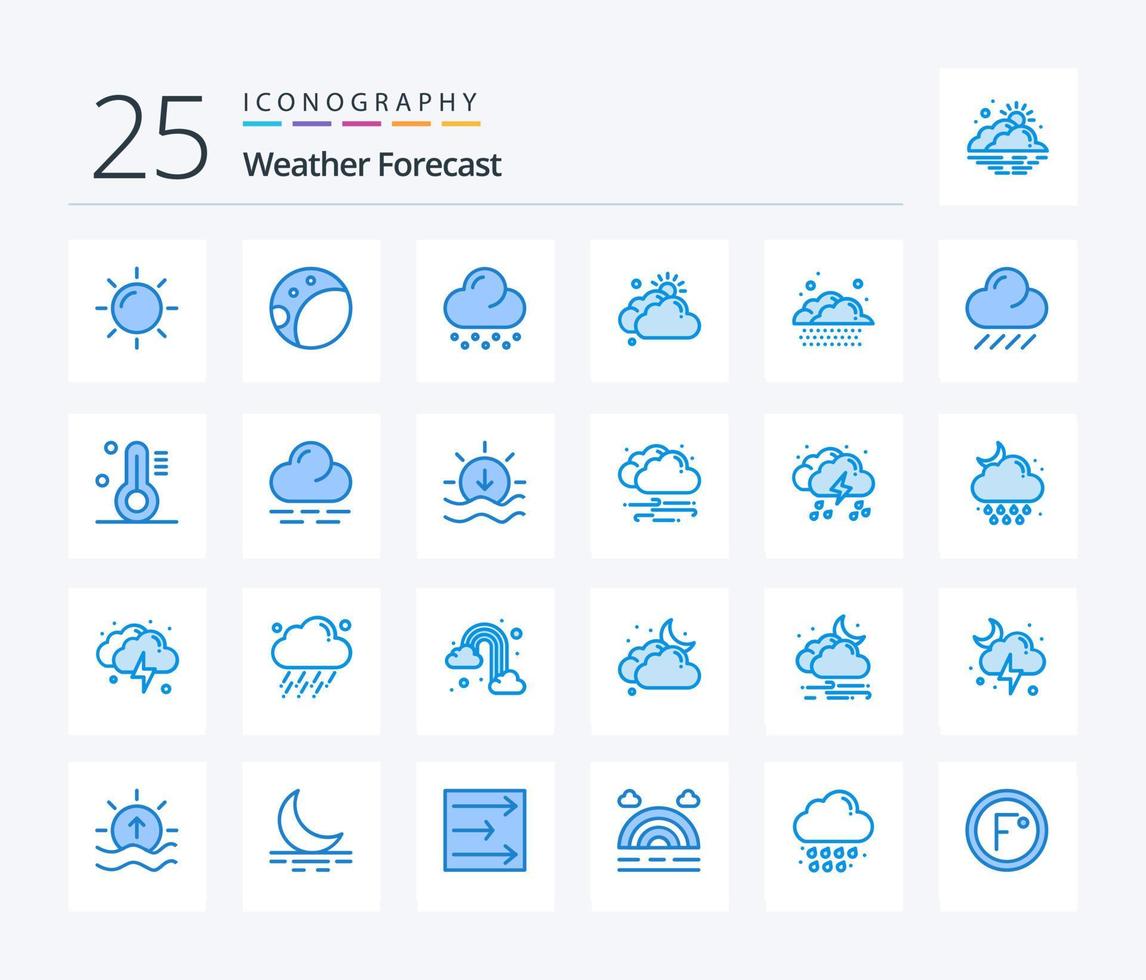 väder 25 blå Färg ikon packa Inklusive väder. temperatur. moln. väder. moln vektor