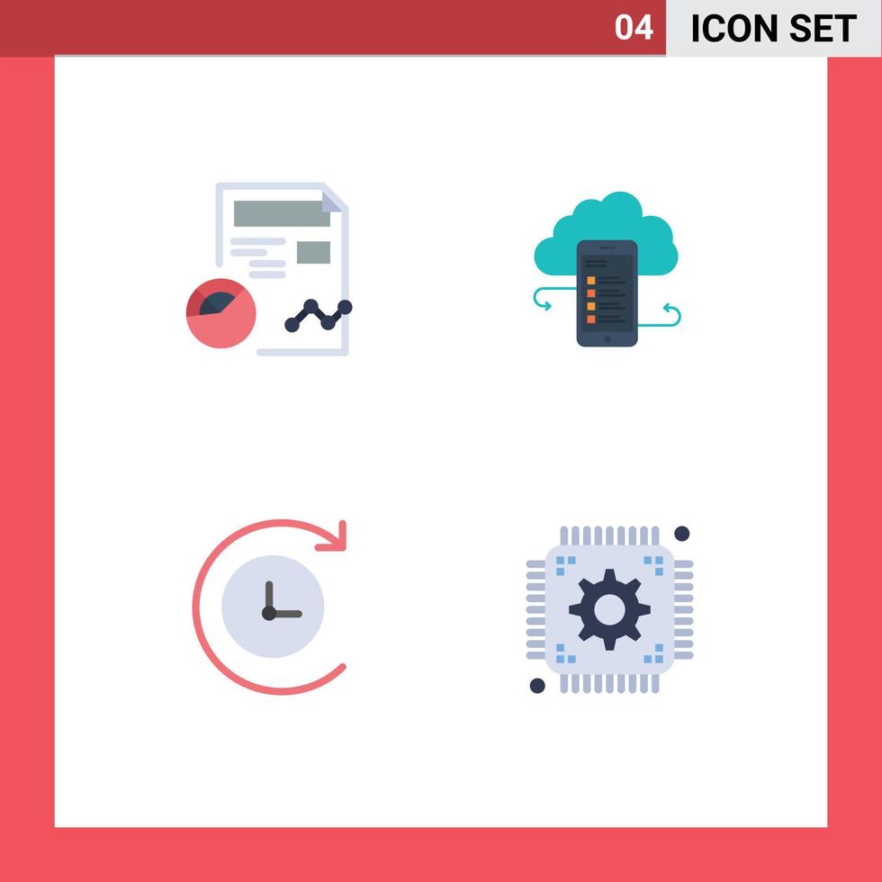 4 universelle flache Symbolzeichen Symbole für bearbeitbare Vektordesign-Elemente für Berichtsinformationen, Analytik, Unternehmenssicherheit vektor