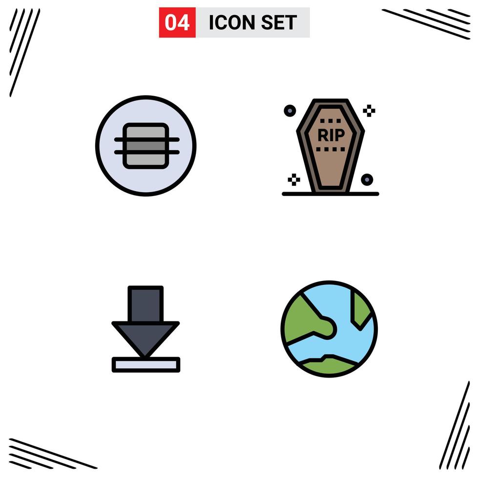 4 Benutzeroberfläche Filledline Flat Color Pack moderner Zeichen und Symbole des Diätpfeilmakronentodes Download editierbare Vektordesign-Elemente vektor