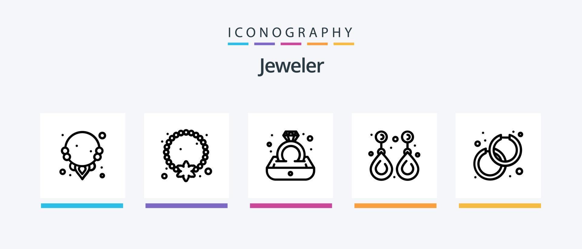 Jewellery Line 5 Icon Pack mit Edelsteinen. Luxus. Juwel. Schmuck. Mode. kreatives Symboldesign vektor