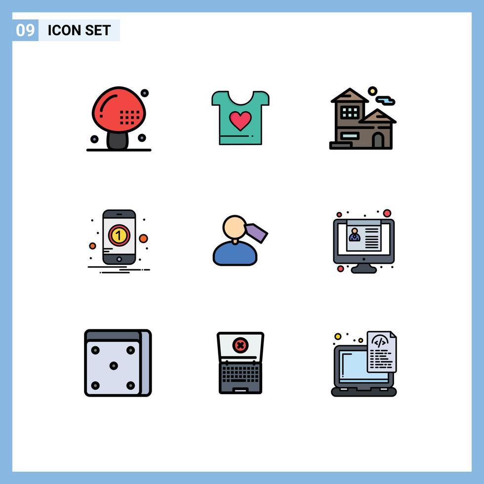 modern uppsättning av 9 fylld linje platt färger pictograph av märka ett bröllop siffra verklig egendom redigerbar vektor design element