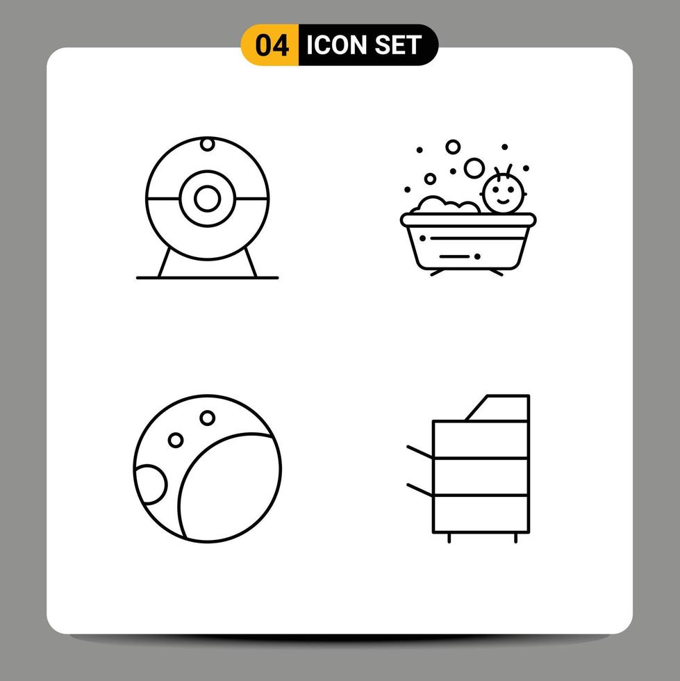 4 kreativ ikoner modern tecken och symboler av kam kopiator bebis dusch elektronik redigerbar vektor design element