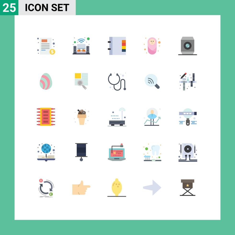 användare gränssnitt packa av 25 grundläggande platt färger av mat skydd musik systemet barn bebis redigerbar vektor design element