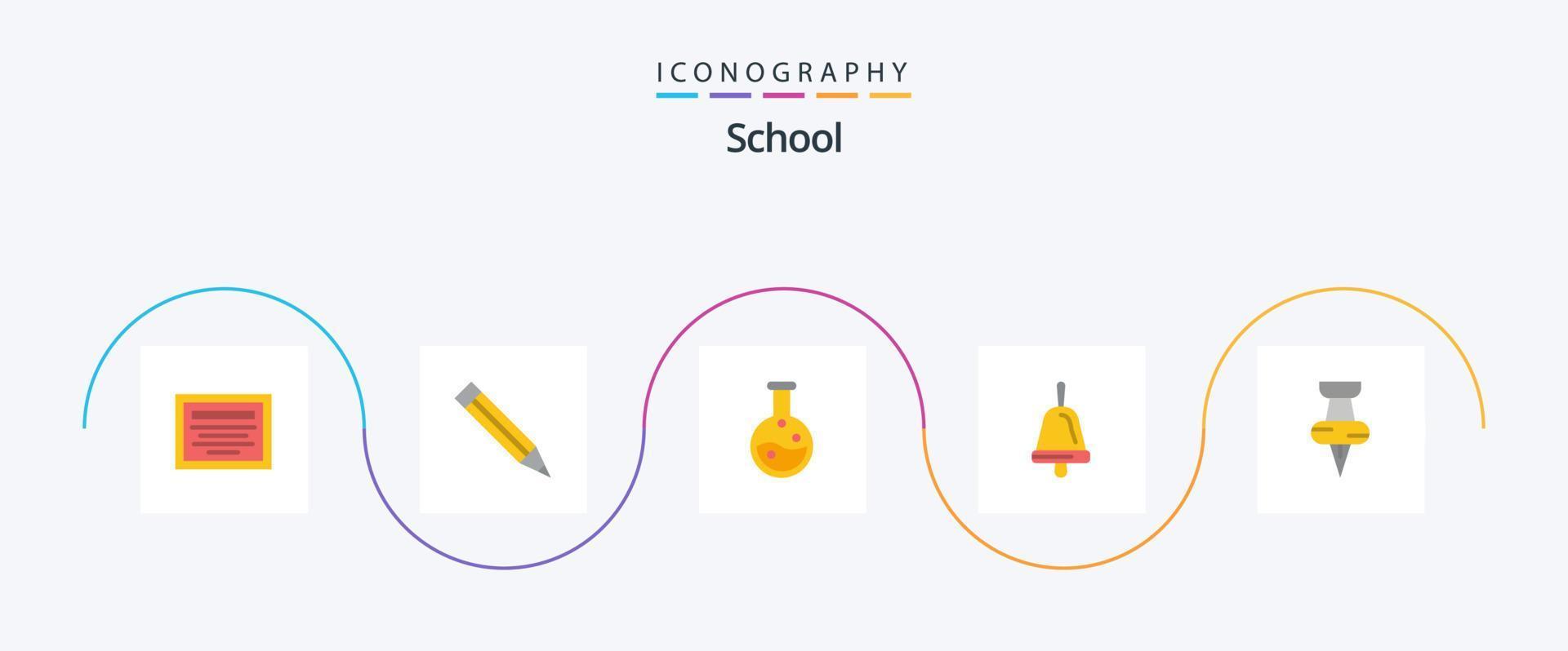 Schulwohnung 5 Icon Pack inklusive . Labor. Marker. Bildung vektor