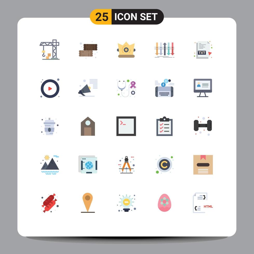 25 användare gränssnitt platt Färg packa av modern tecken och symboler av Text fil individualitet krona framåt- företag redigerbar vektor design element
