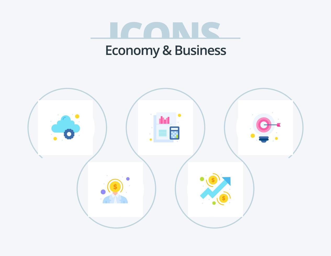 Wirtschaft und Business Flat Icon Pack 5 Icon Design. Idee. Finanzen. Wolke. dokumentieren. Buchhaltung vektor