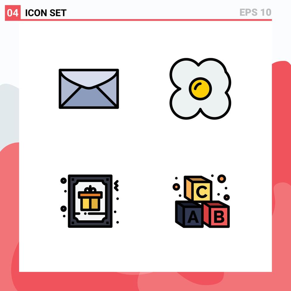 satz von 4 modernen ui-symbolen symbole zeichen für mail dekoration nachricht omelett gruß editierbare vektordesignelemente vektor
