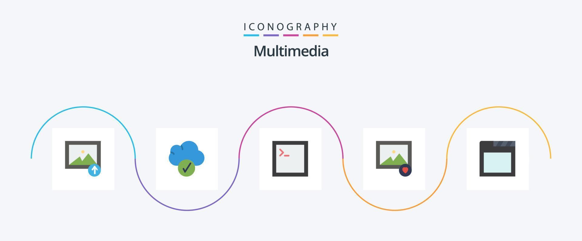 multimedia platt 5 ikon packa Inklusive . terminal. flikar. app vektor