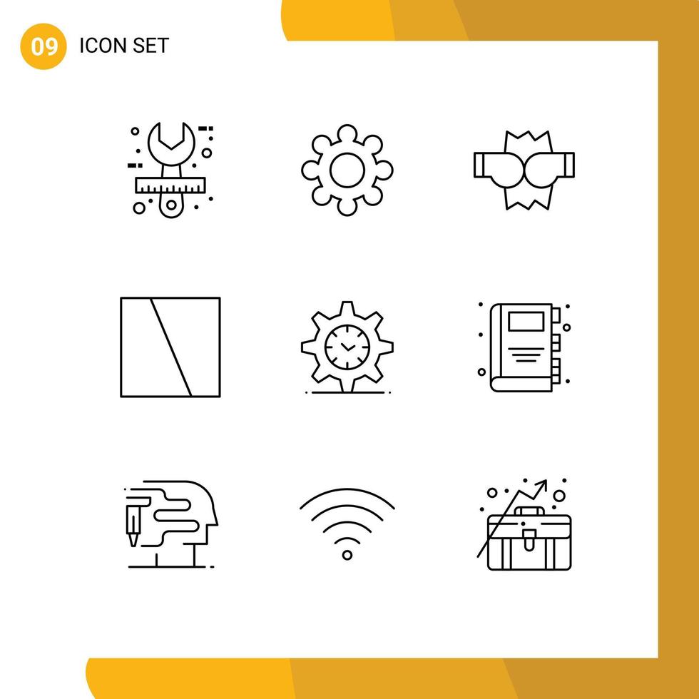 uppsättning av 9 vektor konturer på rutnät för tid redskap boxning layout bild redigerbar vektor design element
