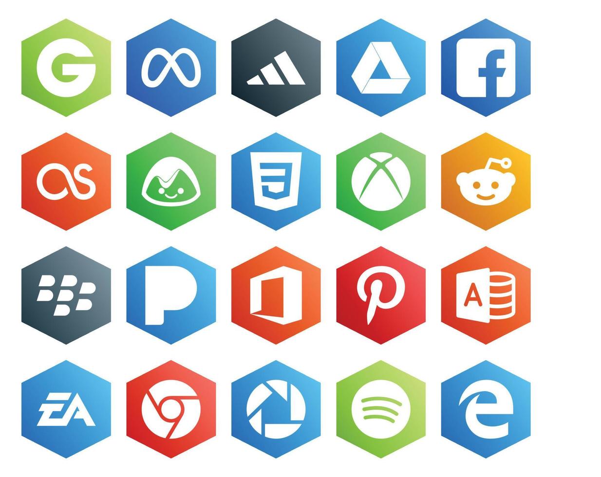 20 Social-Media-Icon-Packs einschließlich EA Microsoft Access CSS Pinterest Pandora vektor