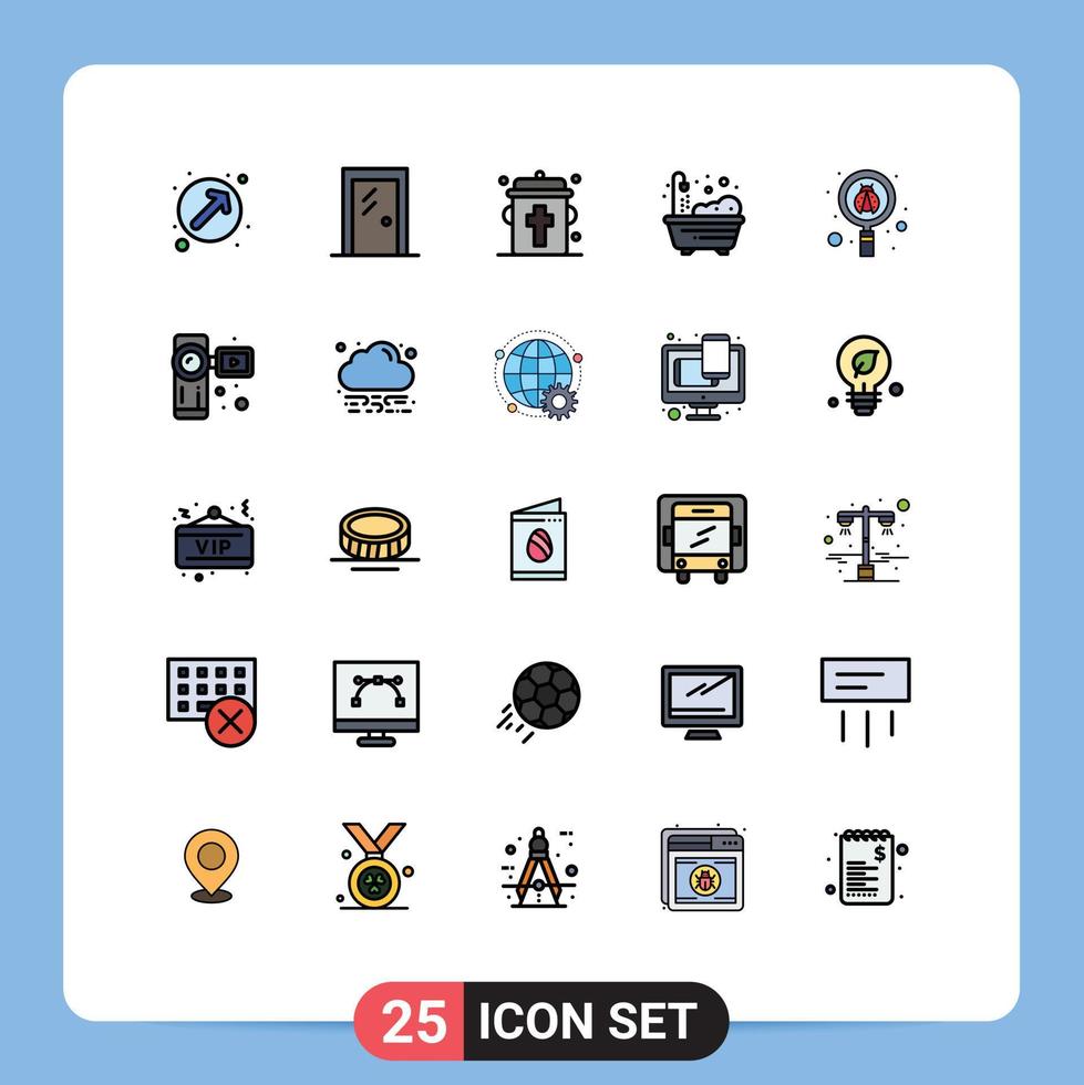 uppsättning av 25 modern ui ikoner symboler tecken för skanna dusch rum levande halloween redigerbar vektor design element