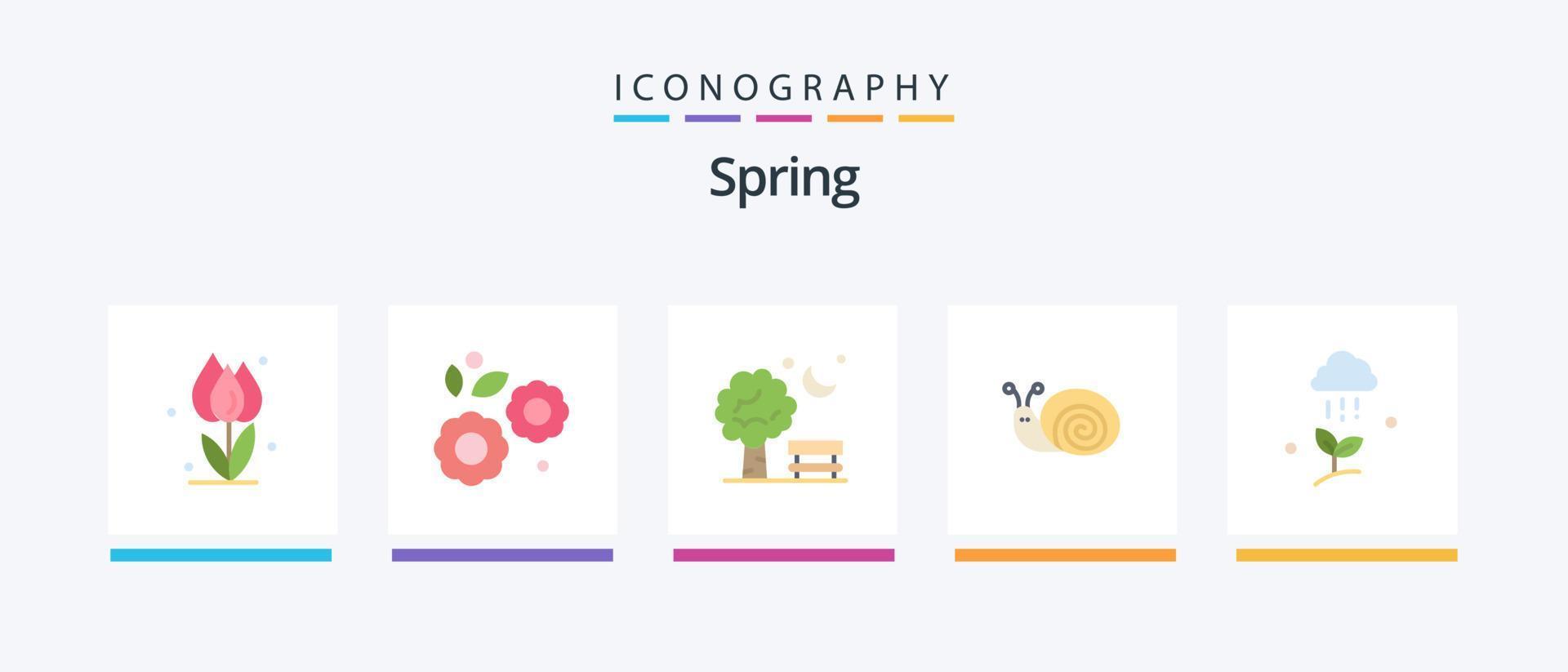 vår platt 5 ikon packa Inklusive vår. påsk. vår. insekt. vår. kreativ ikoner design vektor