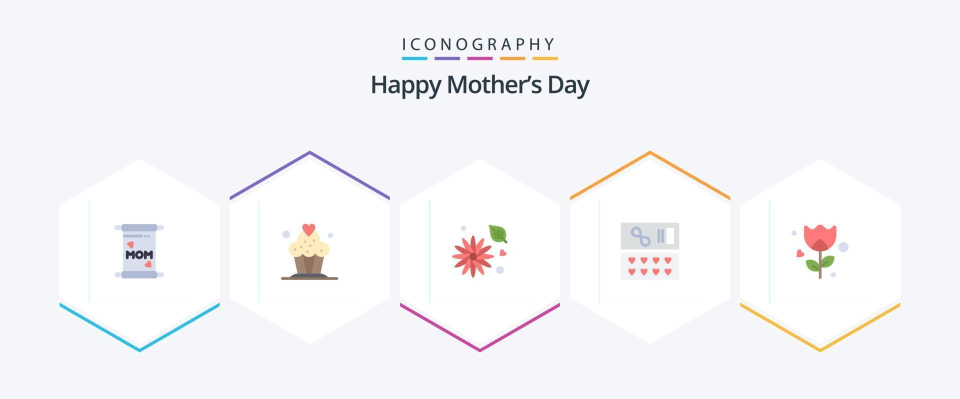 Lycklig mödrar dag 25 platt ikon packa Inklusive . reste sig. smörblomma blomma. romantik. kärlek vektor