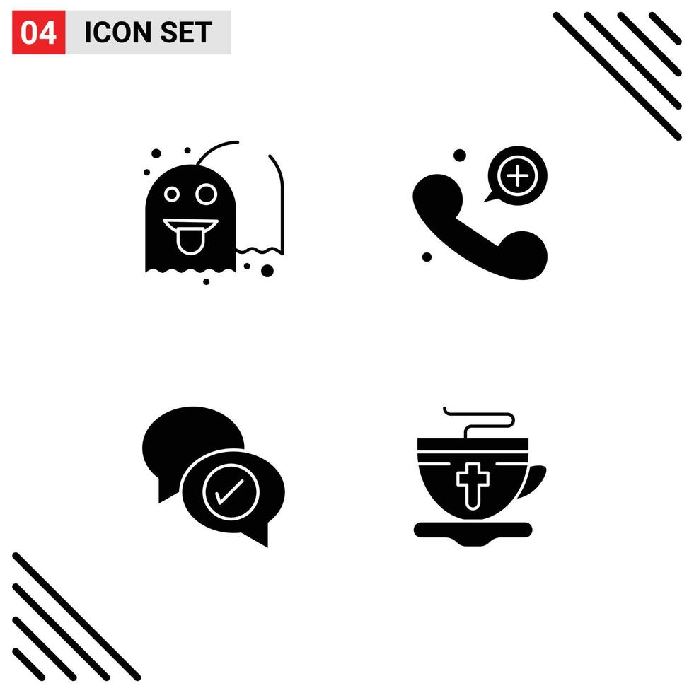 solides Glyphenpaket mit 4 universellen Symbolen für Ghost Business Fun Emergency Chat editierbare Vektordesign-Elemente vektor