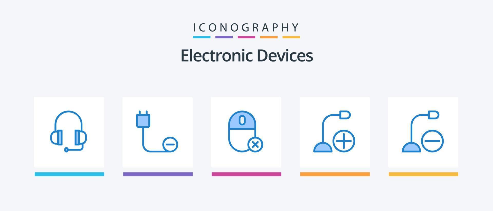 enheter blå 5 ikon packa Inklusive hårdvara. enheter. datorer. datorer. mus. kreativ ikoner design vektor