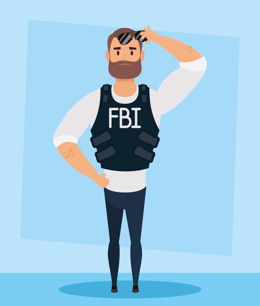 junger Mann mit Bart fbi Agent Vektor-Illustration Design vektor