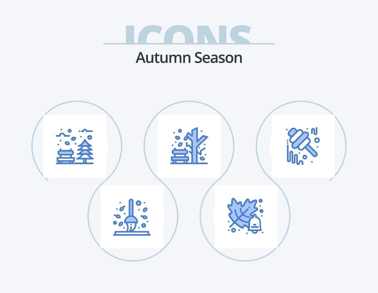 Herbst blau Icon Pack 5 Icon Design. Herbst. Pflanze, Anlage. Herbst. Niedergang. Wetter vektor