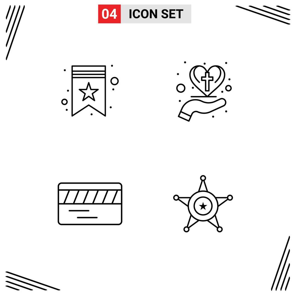 4 kreativ ikoner modern tecken och symboler av bokmärke biljett märka firande underjordisk redigerbar vektor design element
