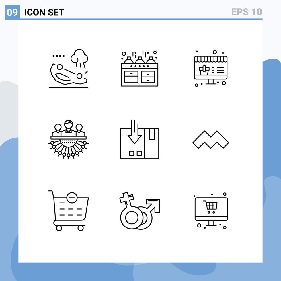 9 kreativ ikoner modern tecken och symboler av leverans outsourca uppkopplad förvaltning grupp redigerbar vektor design element