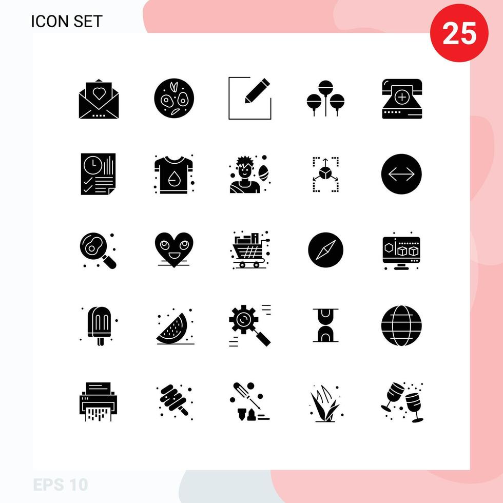 Aktienvektor-Icon-Pack mit 25 Zeilenzeichen und Symbolen für Form Krankheit verfassen Anruf Ostern editierbare Vektordesign-Elemente vektor