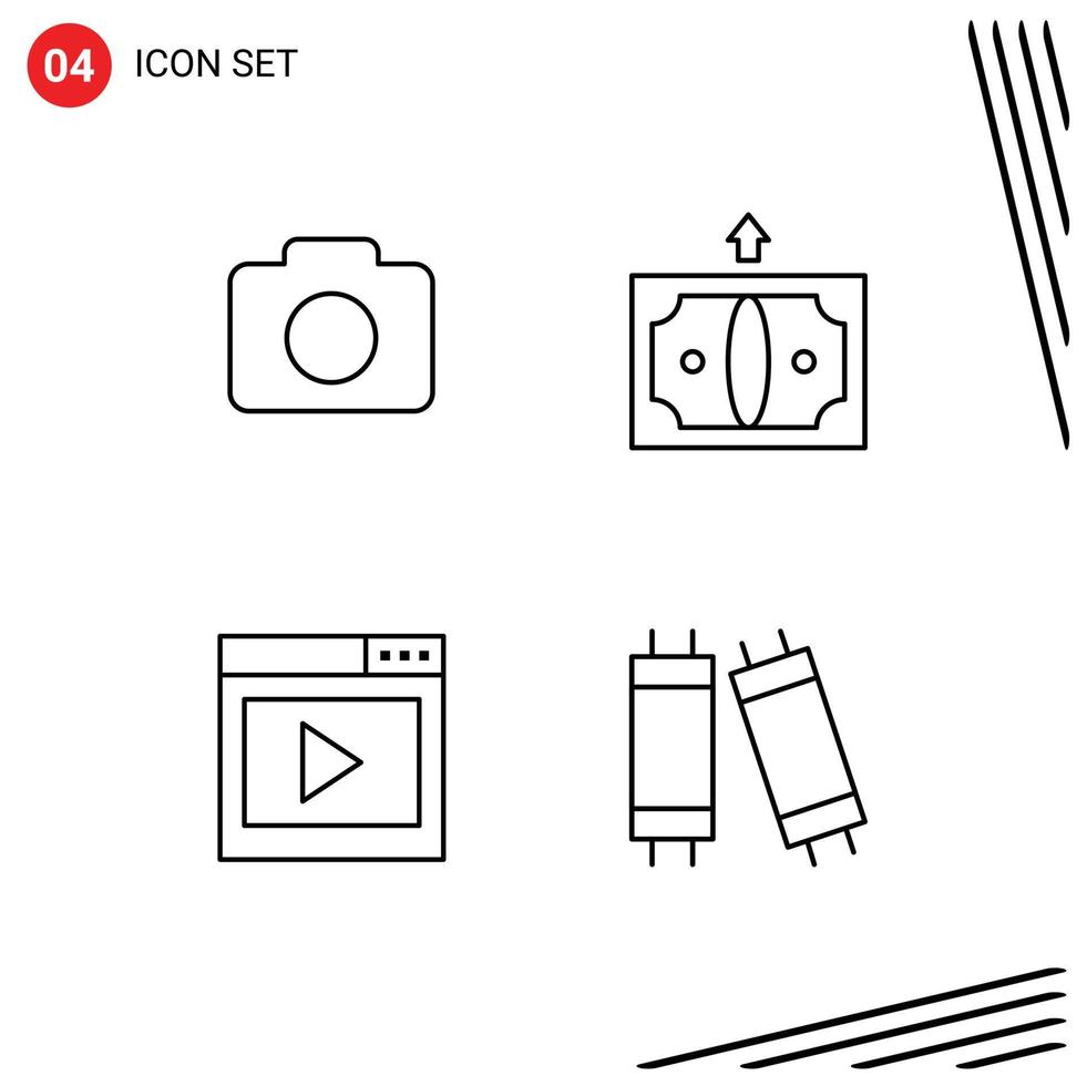 Satz von 4 kommerziellen Filledline-Flachfarbpaketen für bearbeitbare Vektordesign-Elemente für Instagram-Medien-Rückgeld-Videoseiten vektor