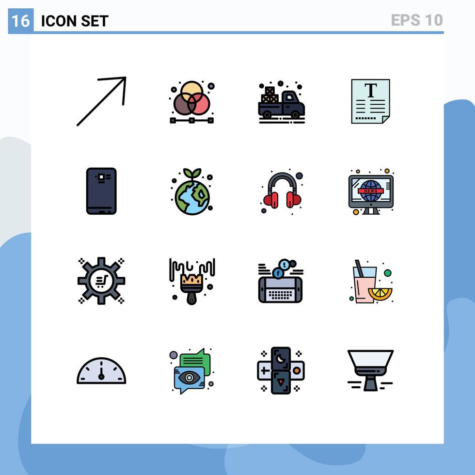 mobil gränssnitt platt Färg fylld linje uppsättning av 16 piktogram av smart telefon fontän bärare affisch fil redigerbar kreativ vektor design element