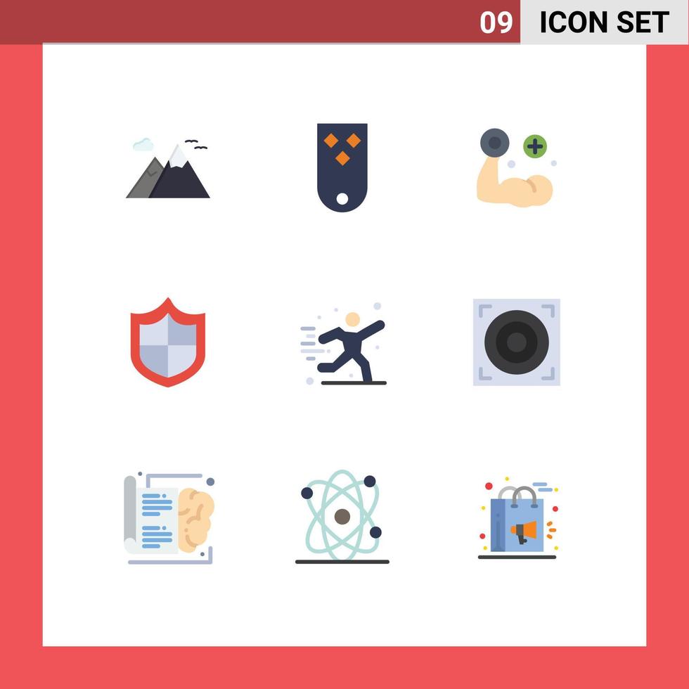 Stock Vector Icon Pack mit 9 Zeilenzeichen und Symbolen für Hobbysicherheit drei Firewall-Muskel editierbare Vektordesign-Elemente