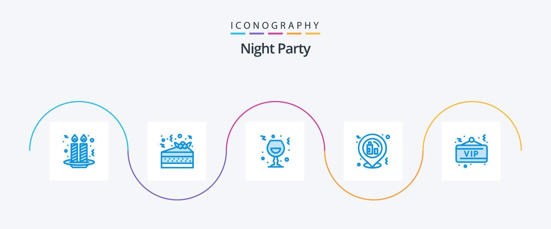 natt fest blå 5 ikon packa Inklusive styrelse. Platshållare. glas. fest. firande vektor