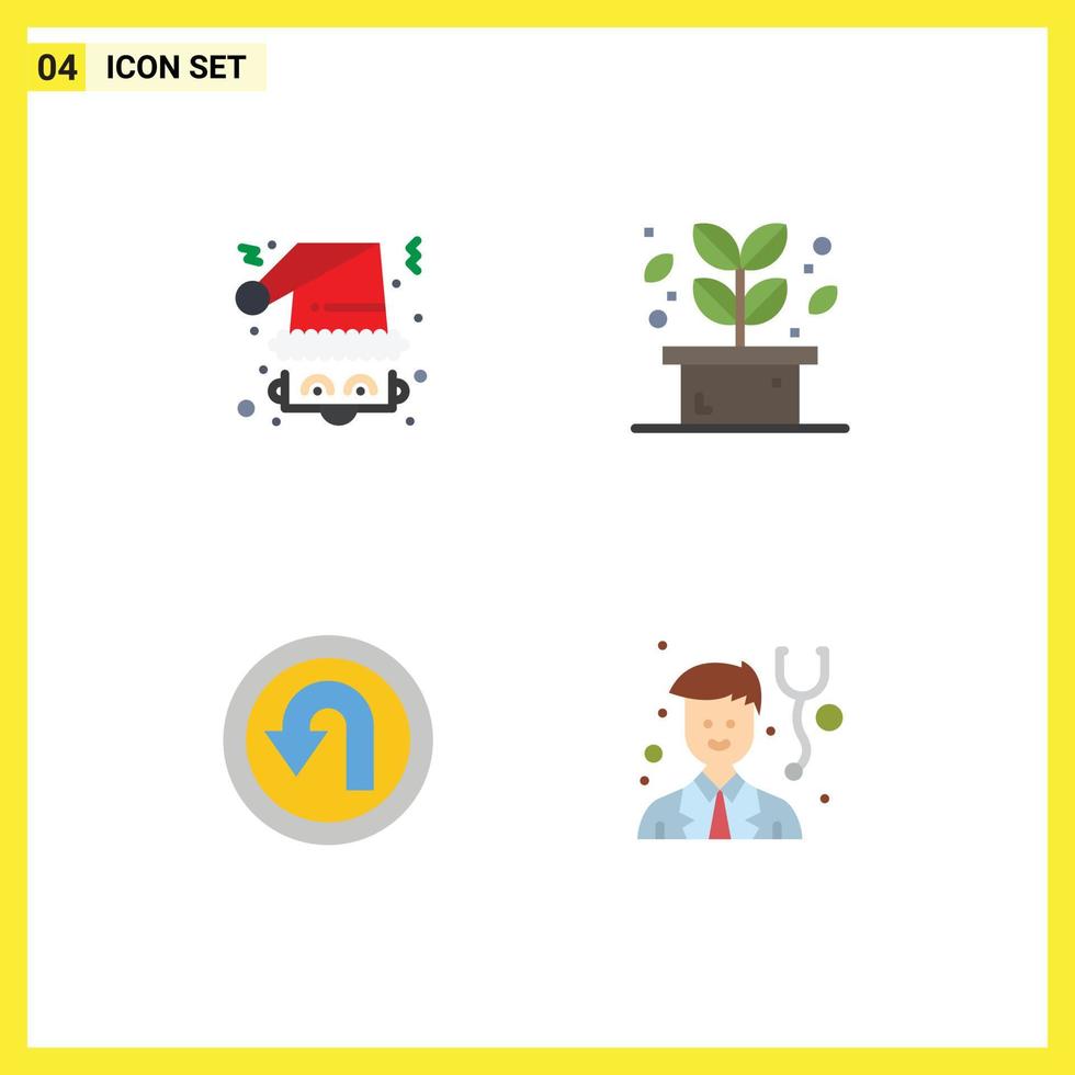 modern uppsättning av 4 platt ikoner pictograph av jul pil santa blad navigering redigerbar vektor design element